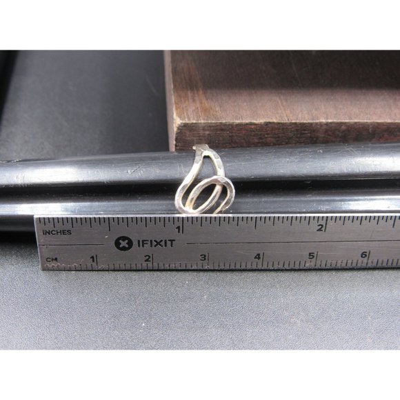 Size 5 Sterling Silver Diamond Cut Rustic Woven Style Band Ring - Picture 5 of 6